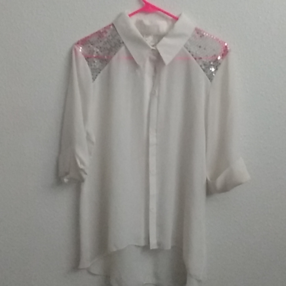 High low seqin back blouse